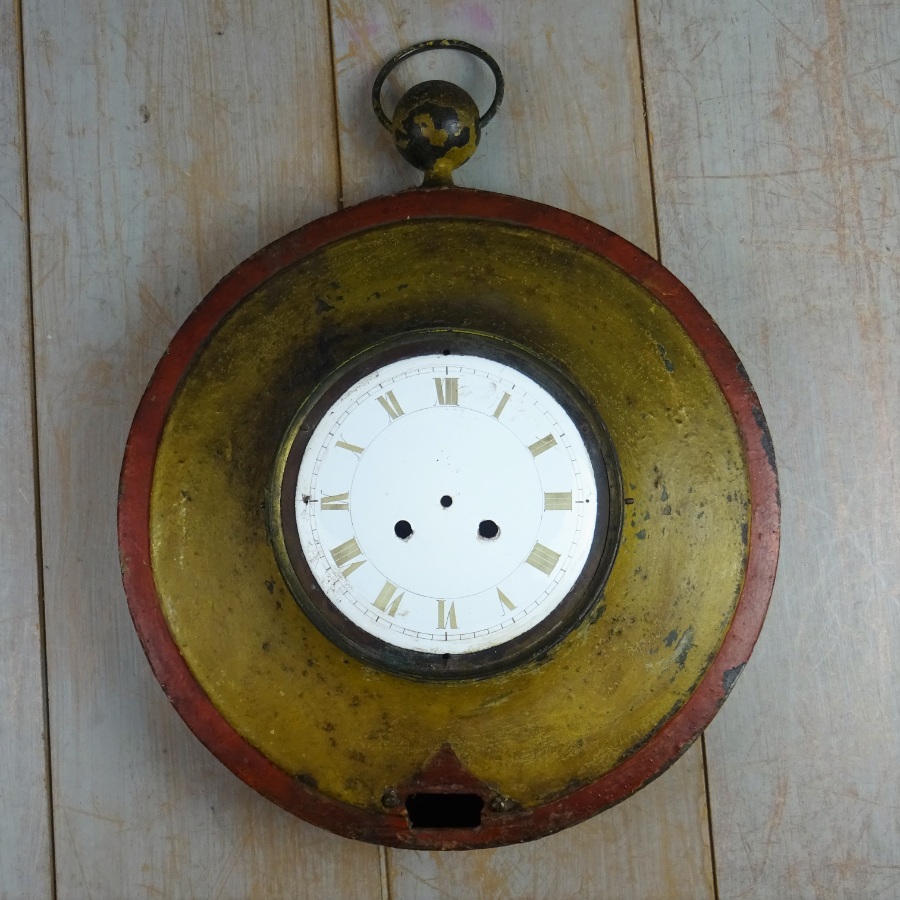 ANTIQUE GIANT TOLEWARE POCKET WATCH